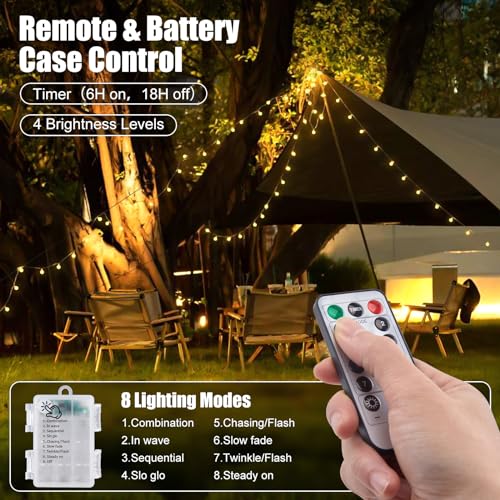 Minetom 2 Pack Globe String Lights Battery Operated, Totally 120 LED Fairy Lights with Remote, Waterproof for Indoor Outdoor Bedroom Classroom Dorm Camping Canopy Wedding Xmas Decor, Warm White - color: Warm White, size: 2 Pack