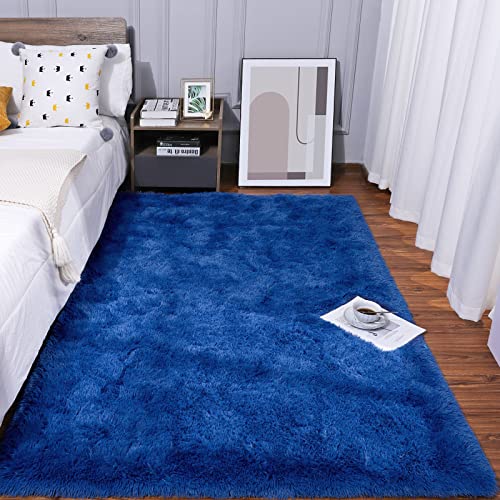 Kelarea Area Rug for Living Room, 3x5 Non-Slip Navy Blue Rug Fluffy Soft Shag Rugs, Fuzzy Shaggy Plush Carpet for Bedroom, Nursery Rooms, Home Dorm - color: Navy Blue, size: 3 x 5 feet