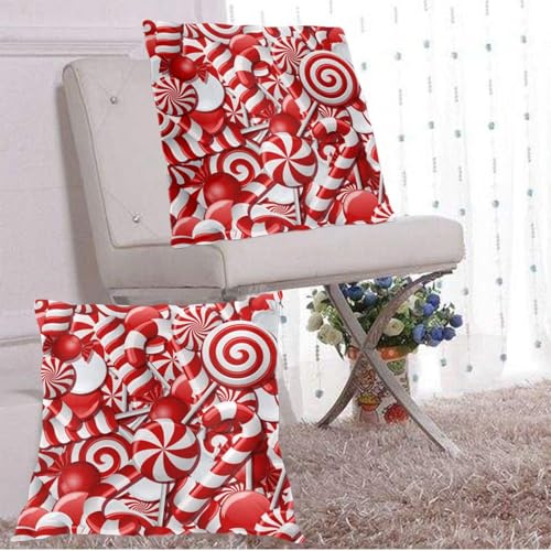 Christmas Candies Throw Pillow Covers 18 X 18 Inch Set of 2 Pillow Cases Decoration Cushion Cover for Sofa Bedroom Living Room Outdoor - color: Christmas Candies