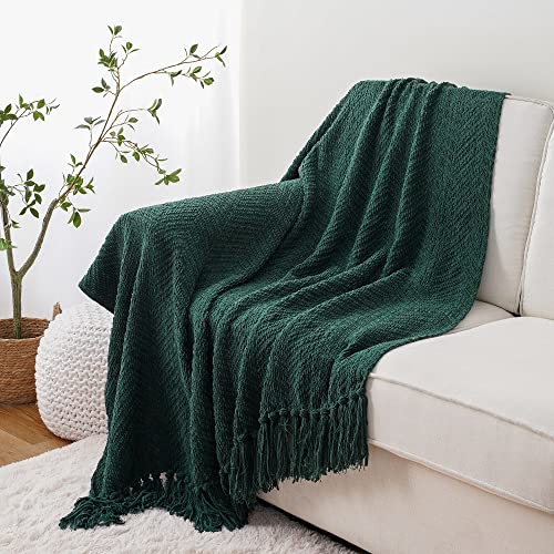 BATTILO HOME Forest Green Throw Blanket Couch,Knit Christmas Throw Blanket Versatile Chair,Super Soft Warm Christmas Decor Throw Tassels Bed,Sofa and Living Room,50'' x 60'' - color: Christmas Green, size: 50"x60"