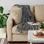 DII Textured Acryllic Woven Throw, Farmhouse Fringe Blanket, 50x60, Black/White - color: Black/White
