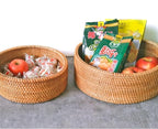 Rattan Basket With Lid, Lidded Wicker Storage Basket for Organizing, Woven Box, Rattan Storage Bin for Shlef or Table, Natural