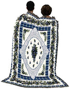 Pure Country Weavers Blueberry Lace Blanket - Garden Floral Gift Tapestry Throw Woven from Cotton - Made in the USA (72x54) - color: Blueberry Lace