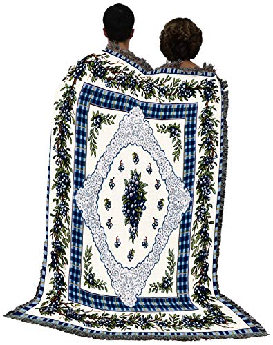 Pure Country Weavers Blueberry Lace Blanket - Garden Floral Gift Tapestry Throw Woven from Cotton - Made in the USA (72x54) - color: Blueberry Lace