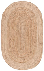 SAFAVIEH Natural Fiber Collection Area Rug - 2'6" x 4' Oval, Natural Brown, Handmade Jute, Braided Border Design (NF801N) - color: Natural, size: 2'6" x 4' (Oval)