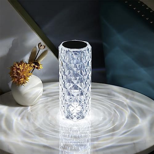 Portable Crystal Table Lamp,3 Color Touch Control Rechargeable Lamp,Crystal Bedside Lamp,Night Light,Room Decor Desk Lamp,Bedroom,Living Room,Kitchen,Dining Room Lamp (3-Color Rose) - color: 3-Color Rose