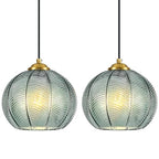 Mikeru 2-Pack Mint Glass Pendant Lights Kitchen Island Lighting Single Globe Pendant Light Fixtures Century Modern Kitchen Island Pendant Lighting for Bedroom Living Dining Room Light (Without Bulbs) - color: Mint-1 Light-2PC