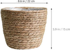 Hand Woven Planter Basket with Liner Rustic Straw Flower Pot for Indoor Outdoor Plants Balcony Living Room Decor 7.8X9.75X7.8 Inches