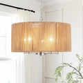 Rattan Chandelier for Dining Room, 5-Light Large Farmhouse Chandeliers Hand Woven Boho Pendant Light Fixture, 19'' Brushed Nickel Wicker Chandelier for Foyer Hallway Bedroom Kitchen Living Room - color: 5-Light Nickel