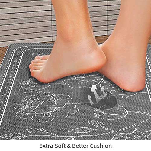 ROTTOGOON Kitchen Floor Mat Set of 2, Cushioned Anti Fatigue Kitchen Mat 17"x59"+17"x29", Non-Slip Waterproof Kitchen Rug, Premium PVC Comfort Kitchen Mats and Rugs for Kitchen, Office, Home, Laundry - color: Grey, size: 17"x59"+17"x29"