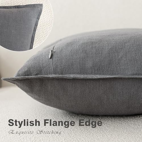Foindtower Pack of 2, Decorative Linen Soild Throw Pillow Covers Soft Accent Square Cushion Case Boho Farmhouse Pillowcase for Chair Couch Sofa Bedroom Living Room Home Decor 16 x 16 Inch Grey - color: Grey, size: 16" x 16" (Pack of 2)