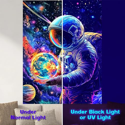 NYZE Astronaut Space Tapestry for Bedroom, Glow in the Dark Room Decor Wall Tapestries, Cool Galaxy Planet Wall Hanging, Wall Hanging for Men Guys Gamer Room Dorm Living Room 60x80 in - color: A-Astronaut, size: 60"L x 80"W