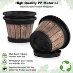 Quarut Plant Pots Set of 3 Pack 9 inch,Whiskey Barrel Planters with Drainage Holes & Saucer.Plastic Decor Flower Pots Imitation Wine Barrel Design,for Indoor & Outdoor Garden Home Plants (Brown) - size: 9 inches