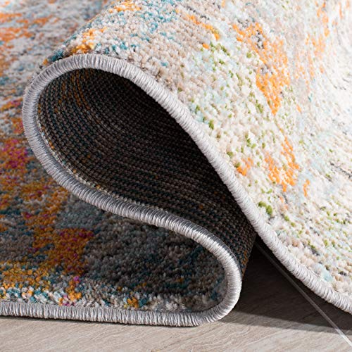 SAFAVIEH Madison Collection Runner Rug - 2'2" x 6', Grey & Orange, Modern Abstract Design, Non-Shedding & Easy Care, Ideal for High Traffic Areas in Living Room, Bedroom (MAD460F) - color: Grey/Orange, size: 2'2" x 6' (Runner)