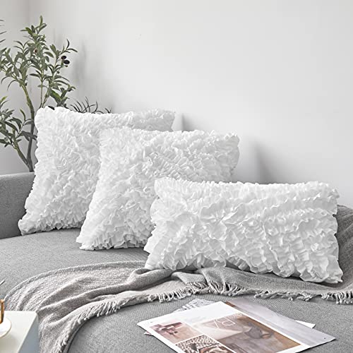 FAVRIQ 12 x 20 Throw Pillow Inserts (Set of 2), Rectangle Interior Sofa Pillow Inserts with 100% Cotton Cover, Lumbar Support Pillow for Chair Bed, Decorative Pillow Insert Pair, White Couch Pillow - size: 12x20 Inch