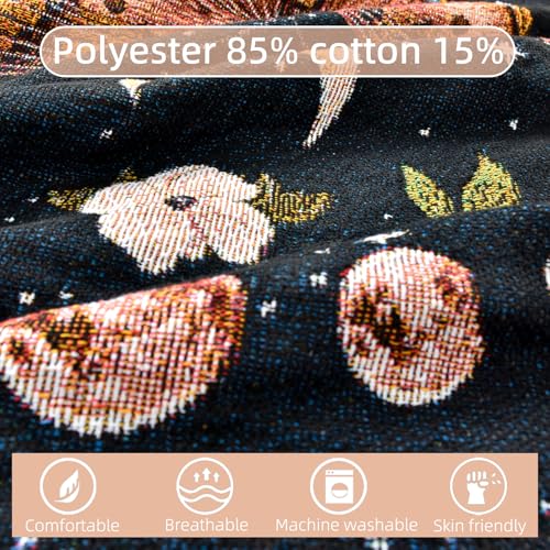 Boho Throw Blanket Reversible Cotton Bohemian Tapestry Hippie Room Decor Outdoor Blanket Double Sided (Black Butterfly 50"x60") - color: Black Butterfly, size: 50*60 inch