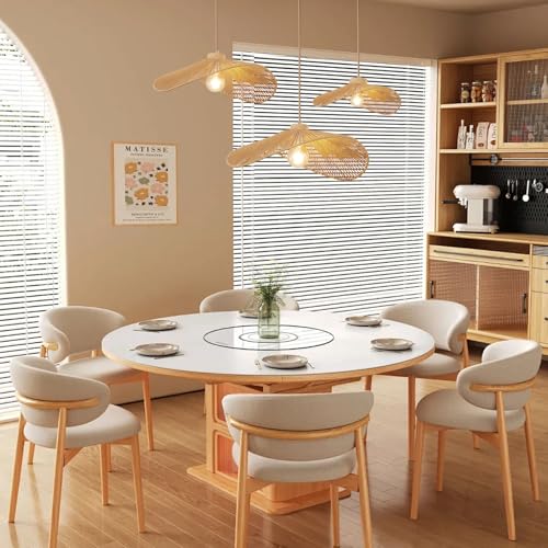 Rattan Hanging Lamp Boho Pendant Light Fixture Modern Style Hanging Light Bohia Natural Bamboo Handmade Hanging Lighting Set of 3 - size: 14"+19.7"+23.6"-3pcs