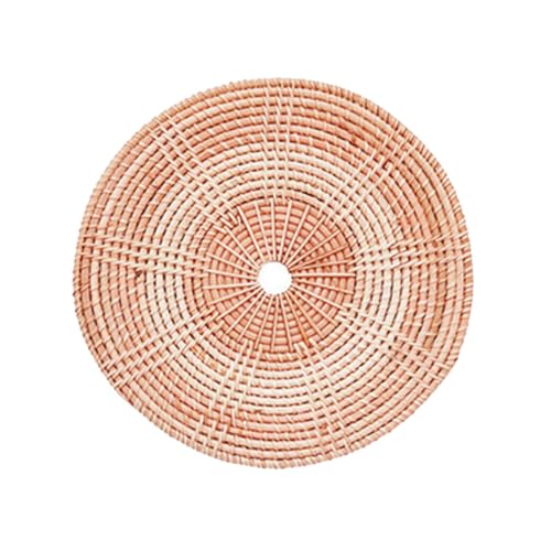 LEIQI Handwoven Rattan Round Flat Wall Basket Nordic Styles Artisanal Weave Hanging Wall Decors for Living Room - size: C