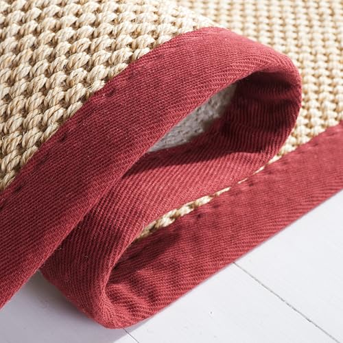 SAFAVIEH Area Rug 2x3 - Natural Fiber Collection - Maize & Burgundy, Sisal, Woven Design with Border (NF141D) - color: Maize/Burgundy, size: 2' x 3' (Rectangular)