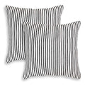 Black and White Ticking Stripe Woven Cotton Decorative Square Throw Pillow Case Covers 22 x 22 Inches, Set of 2 - size: 22" x 22" (Pack of 2)