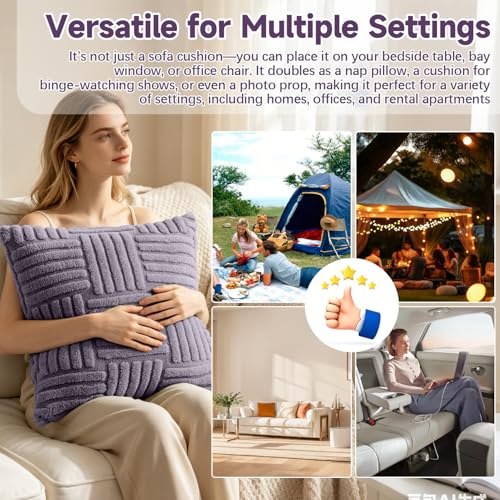 Plush Knitted Throw Pillow Covers, Decorative Cushion Cases for Sofa and Bed, Cozy Texture for Home - color: Grey Woven Plush Pillowcase