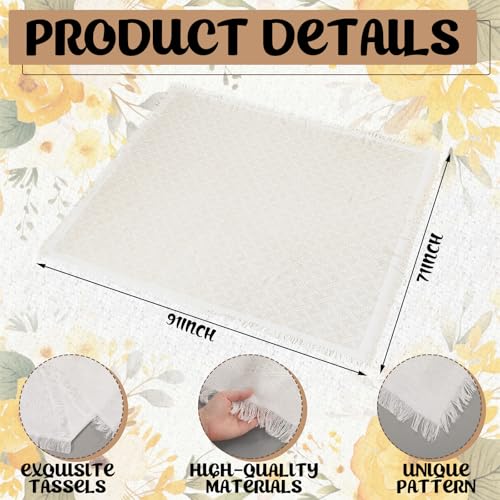Beeveer 91 x 71 Extra Large Outdoor Boho Picnic Blanket with White Table Runner, 6 Throw Pillow Covers 6 Napkins Woven Cotton Yarn Oversize Beach Blanket Washable Picnic Camp Wedding - color: White