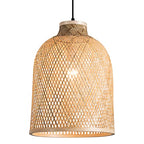 11.81" Dome Woven Pendant Light Fixture, Handmade Geometric Boho Bamboo Woven Pendant Light for Kitchen Dining Room Bedroom Living Room - color: 11.81"-1 Pack