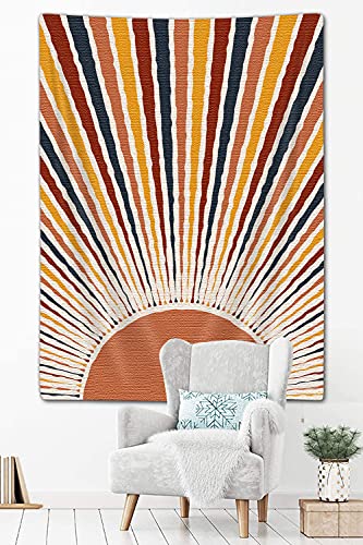 JAWO Bohemian Sun Vertical Tapestry, Vintage Abstract Rainbow Aesthetic Tapestry Wall Hanging for Bedroom, Red Retro 70s Mid Century Modern Decor Art Tapestries Poster Blanket College Dorm (40"X60") - color: Sun-2, size: 60"L x 40"W