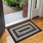 ROYHOME Small Area Rug 2x4 Indoor Non-Slip Entryway Mat Braided Print Area Rugs Boho Accent Rug Farmhouse Washable Rug Modern Geometric Carpet for Living Room Bedroom Kitchen, Black - size: 2' x 4' (Rectangular)