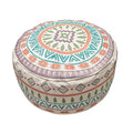 MOCOFO Round Bohemian Ottoman Pouf Cover, 18 Inch, Cotton Blend, Church Window Print, Living Room Storage Footrest, Cover Only (Jade Stone) - color: Jade Stone