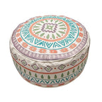 MOCOFO Round Bohemian Ottoman Pouf Cover, 18 Inch, Cotton Blend, Church Window Print, Living Room Storage Footrest, Cover Only (Jade Stone) - color: Jade Stone