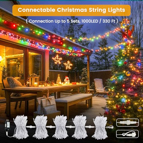 Connectable 2Pack String Lights Indoor, 66FT 200LED String Lights, 13Modes Twinkle Fairy Lights Plug in Outdoor Waterproof, Multicolor Clear Wire Light for Christmas Tree, Wedding Yard, Party Decor - color: Multicolor, size: 2PK-200LED