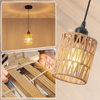 Rattan Chandelier Pendant Lights Kitchen Island,Farmhouse Boho Chandeliers Adjustable Height Hanging lamp for Dining Room,Small Kitchen Ceiling Light Fixtures with Hand Woven Wicker Lampshade - size: 1 Pack
