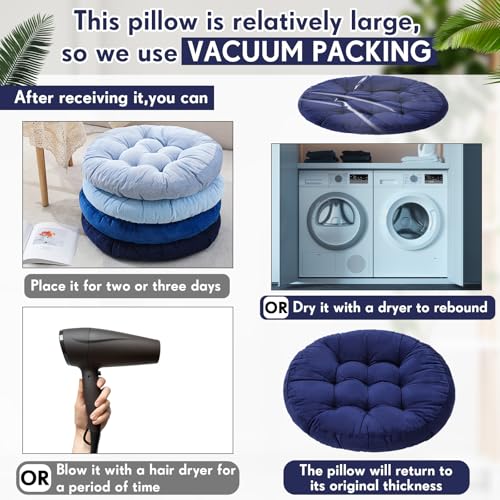 Jerify Floor Pillow Cushions Large Round Square Large Meditation Floor Pillow for Classroom Adult Meditation Picnic Party Seating Learning Daycare School(Round,Dirty Blue,4 Pcs) - color: Dirty Blue, size: Round