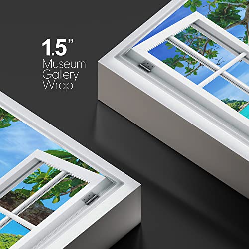 wall26 Canvas Print Wall Art Window View Tropical Island Beach Paradise Vacation Wilderness Nature Photography Realism Scenic Landscape Colorful Multicolor for Living Room, Bedroom, Office - 12"x18" - color: A40-2204-slm08, size: 18"L x 12"W