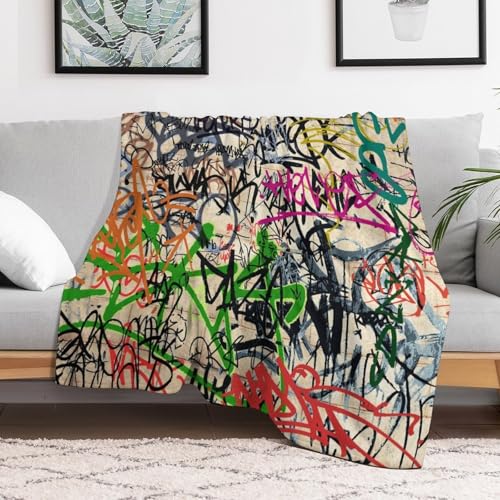 Graffiti Blanket, Cool 3D Abstract Cartoon Street Art Line Graffiti Print Blanket for Couch Sofa Bed Decorative Gifts 30x40 - color: Blanket, size: 30"x40"