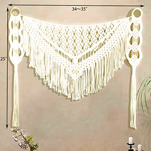 kiido Large Macrame Wall Hanging Boho Tapestry Curtain Fringe Woven Bohemian Wall Decor Home Decoration for Apartment Bedroom Living Room Gallery Baby Nursery-Blossom 35.4" W X 26" H