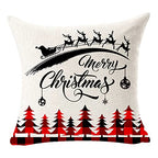 Set of 4 Merry Christmas Believe Reindeer Tree Best Gift Square Pillowcase Decorative Throw Pillow Cover Cushion Case Cotton Linen Material 18" x18'' (Beige&Red) - color: Beige Red
