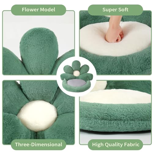 Ditucu Flower Shape Chair Cushion Comfy Kawaii Seat Cushions 19 inch Cute Stuff Pad Lazy Sofa Office Floor Pillow for Gaming Chairs Room Decor Green - color: Green, size: Small