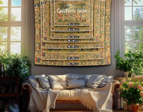LATETOMT Renaissance Boho Tapestry Canvas Wall Art Tapestries Medieval Wall Tapestry for Bedroom Living Room Dorm Decor Tablecloth LTMTAYW475 - color: Brown-4, size: Customize