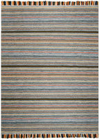 SAFAVIEH Area Rug 8x10 - Montauk Collection - Large - Blue & Multi, Handmade Cotton, Boho Stripe Fringe Design, Ideal for Living Room, Bedroom, Office, Dining Space (MTK901C) - color: Blue/Multi, size: 8' x 10' (Rectangular)