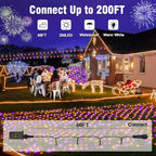Nisocy 200 LED String Lights Outdoor Waterproof – Purple Orange Fairy Lights with Plug, Connectable Christmas Tree Lights for Patio, Garden, Bedroom, Wedding, Party, Decor (66FT) - style: 66FT, Purple Orange