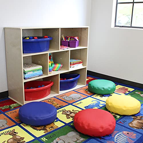 FDP SoftScape 15 inch Round Bean Floor Cushions with Handles Flexible Seating for Home, Daycare, Preschool, Classroom, Yoga and Meditation, 4 inch Height (4-Piece) - Assorted - color: Assorted