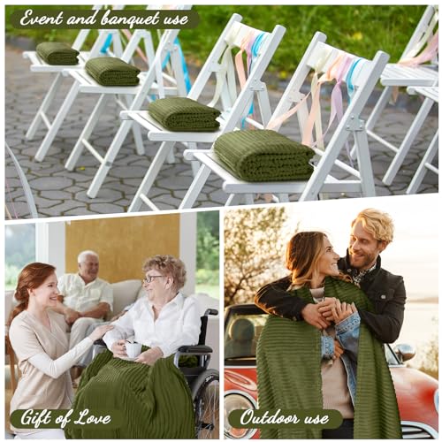 Buryeah 12 Pcs Flannel Throw Blanket Bulk 50 x 60 in Sleepover Blanket Outdoor Wedding Throw Lightweight, Oeko-tex Standard 100 Certified for Sofa Homeless Gifts (Army Green) - color: Army Green