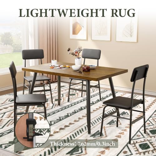Area Rug 3x5 Geometric Rug: Washable Boho Moroccan Rugs Soft Farmhouse Rug, Modern Neutral Stain Resistant Indoor Floor Carpet for Living Room Bedroom Dining Table Nursery(Brown Green,3'x5') - color: Brown/Green, size: 3' X 5' (Rectangular)