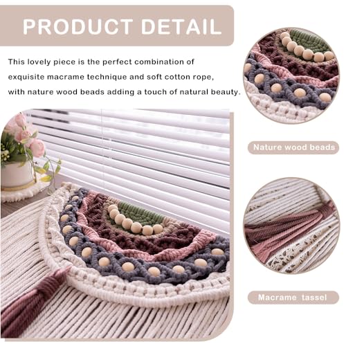 Remmdan Colorful Macrame Wall Hanging: colored Macrame Wall Decor, 26"x 15" Boho Macrame Decor, Handmade Bohemian Decoration for Living Room Bedroom
