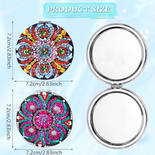 DDGYP 2 Pcs DIY Diamond Art Kits Compact Mirror, Diamond Painting Portable Pocket Mini Mirrors, Handmade Crafts for Women Daily Use & Gift Giving - color: purple