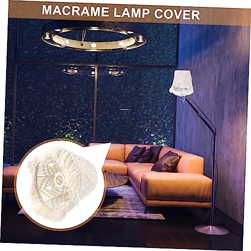 OSALADI Bohemian Macrame Lamp Shade Handmade Cotton Rope Woven Floor Lamp Cover 9.84X9.84X7.87 Inch for Bedroom Living Room Rustic Home Decor