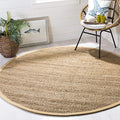 SAFAVIEH Natural Fiber Collection Area Rug - 7' Round, Natural, Handmade Farmhouse Jute, Ideal for High Traffic Areas in Living Room, Bedroom (NF732A) - size: 7' (Round)