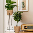 FOMIYES Woven Straw Flower Basket, Seagrass Planters Pot, Garden Plant Pot Containers Wicker Rattan Vase Sundries Organizer Storage Bins for Indoor Outdoor Plants - size: 25X19CM